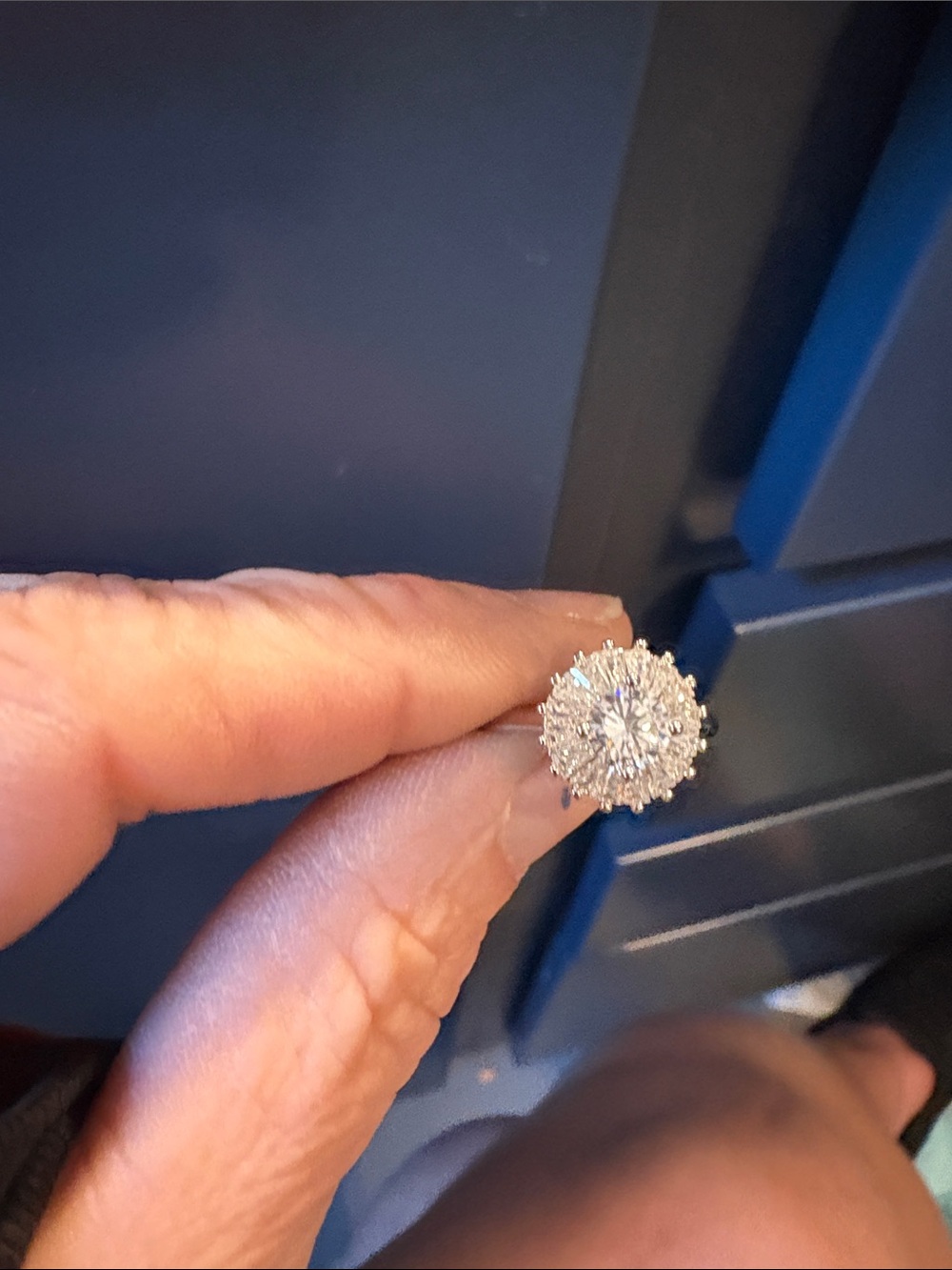 Clear Crystal Halo Statement Ring in Silver-tone - Picture 4 of 5
